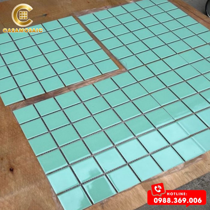 GẠCH MOSAIC GỐM MEN TRƠN MÀU XANH LÁ CSG 1496