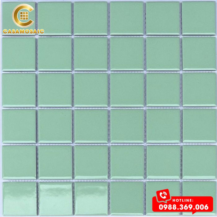 GẠCH MOSAIC GỐM MEN TRƠN MÀU XANH LÁ CSG 1496