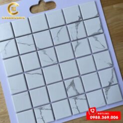 GẠCH MOSAIC GỐM SỨ MÀU TRẮNG VÂN MÂY CS P48M01