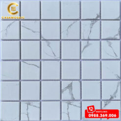 GẠCH MOSAIC GỐM SỨ MÀU TRẮNG VÂN MÂY CS P48M01