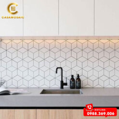 GẠCH MOSAIC KIM CƯƠNG LẬP PHƯƠNG TRẮNG MỜ 3D CS 4802