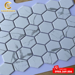 GẠCH MOSAIC LỤC GIÁC MÀU TRẮNG VÂN MÂY CS P56M01