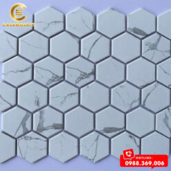 GẠCH MOSAIC LỤC GIÁC MÀU TRẮNG VÂN MÂY CS P56M01