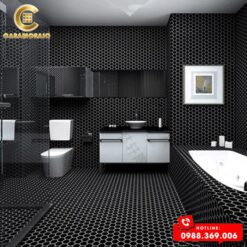 GẠCH MOSAIC LỤC GIÁC TO MÀU ĐEN CS L1P806