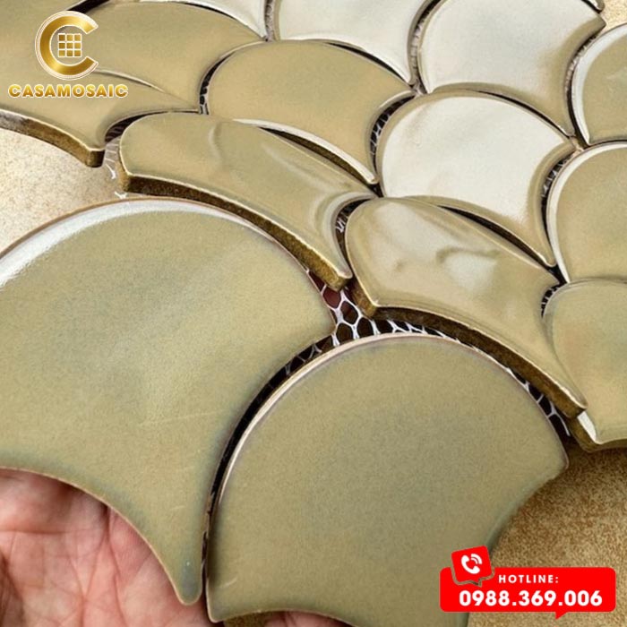 Gạch Mosaic Vảy Cá Men Trơn CSK902