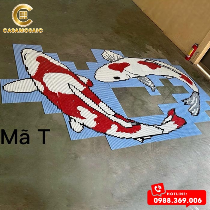 TRANH CÁ KOI MOSAIC TRANG TRÍ MÃ T