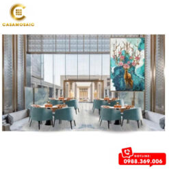 TRANH MOSAIC GẠC HƯƠU VÀ HOA CAO CẤP