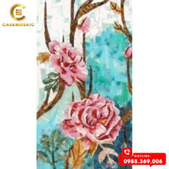 TRANH MOSAIC GẠC HƯƠU VÀ HOA CAO CẤP