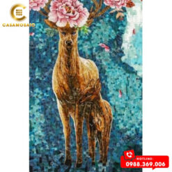 TRANH MOSAIC GẠC HƯƠU VÀ HOA CAO CẤP