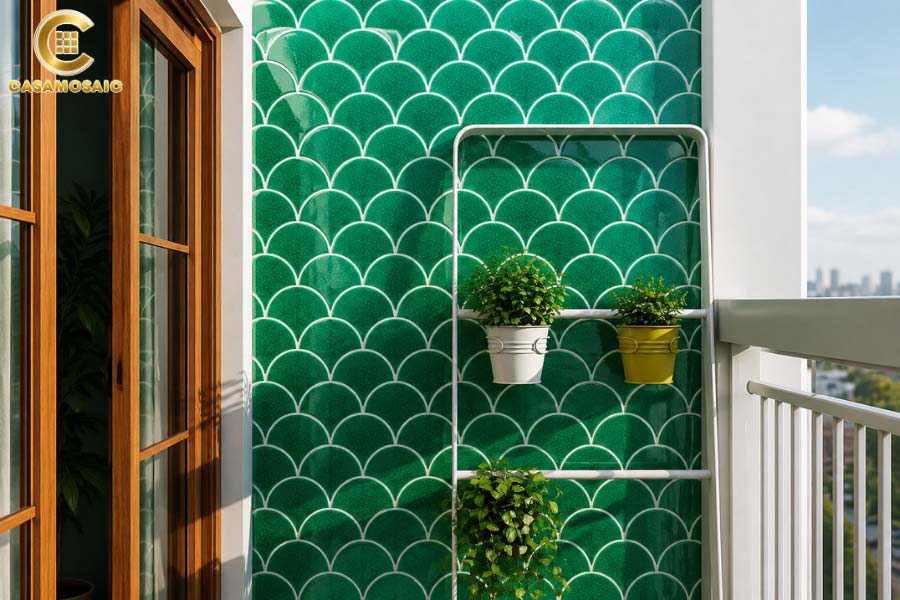 Gạch mosaic vảy cá ốp bếp